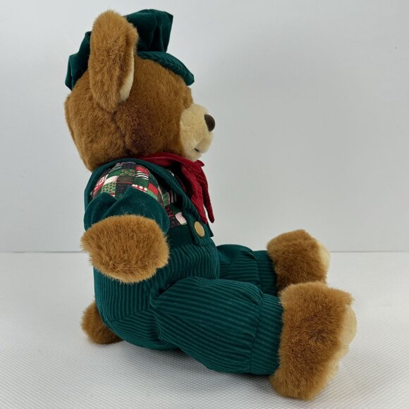 Vintage 1994 Kmart Teddy Bear Lane Christmas Bear Holiday Overalls Hat Bow 18" - Picture 4 of 13